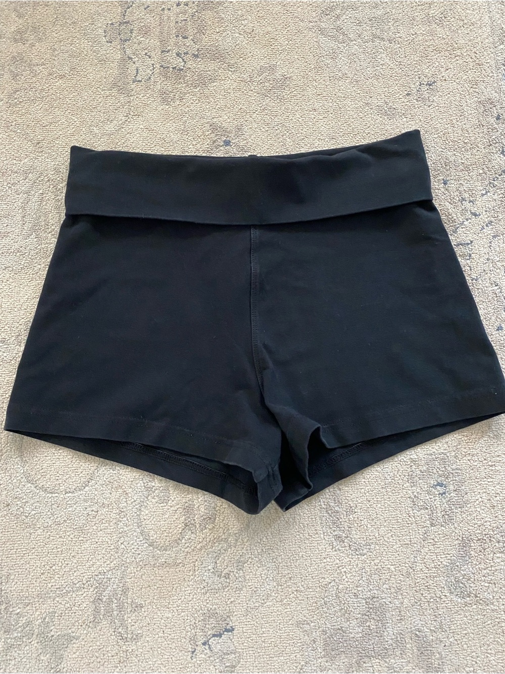 Hard Tail Foldover Athletic Shorts Small Black Cotton Blend